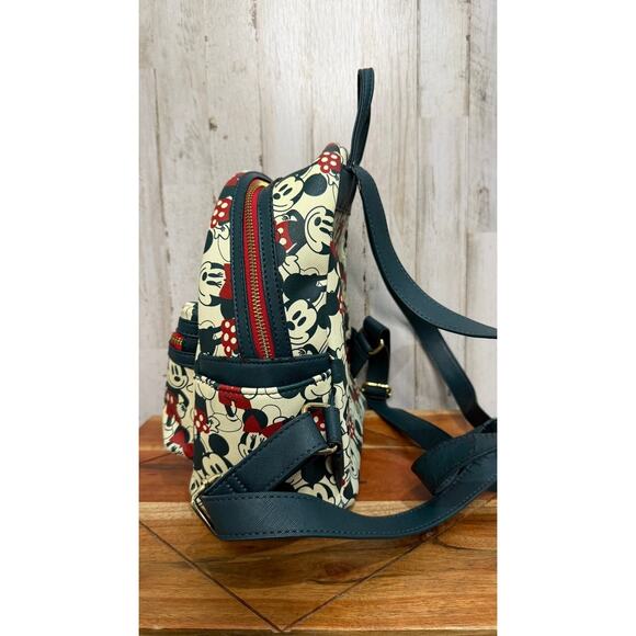 Loungefly Disney Mickey Minnie Mouse Mini Backpack Handbag Green Red - Picture 7 of 8